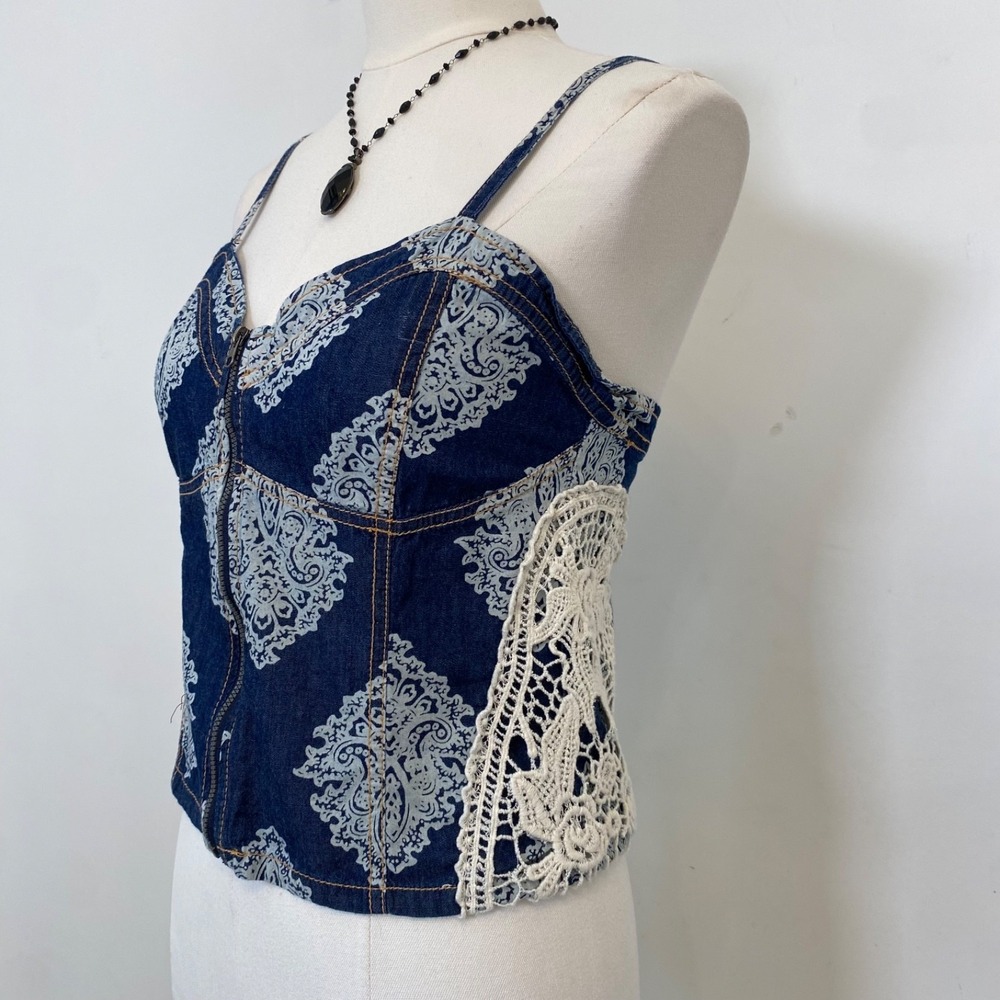 Rampage Womens Boho Country Crochet Babydoll Tank Top Size XL Cowgirl Festival